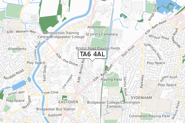 TA6 4AL map - small scale - OS Open Zoomstack (Ordnance Survey)