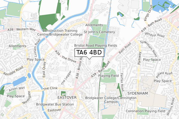 TA6 4BD map - small scale - OS Open Zoomstack (Ordnance Survey)