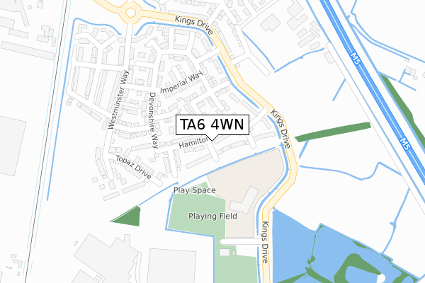 TA6 4WN map - large scale - OS Open Zoomstack (Ordnance Survey)