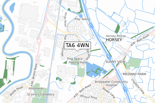 TA6 4WN map - small scale - OS Open Zoomstack (Ordnance Survey)