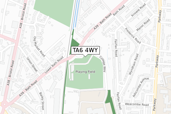 TA6 4WY map - large scale - OS Open Zoomstack (Ordnance Survey)