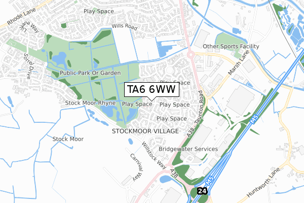 TA6 6WW map - small scale - OS Open Zoomstack (Ordnance Survey)