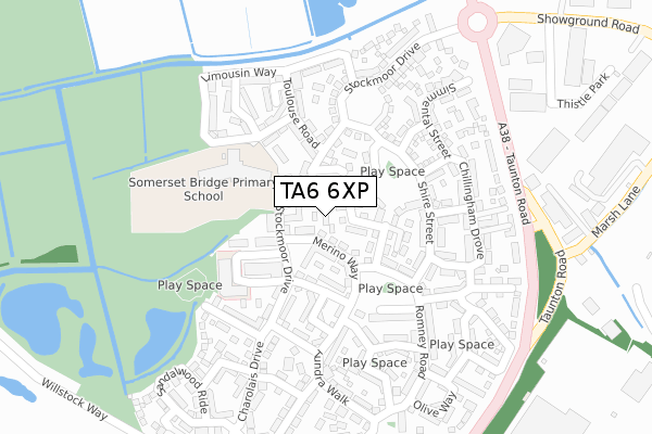TA6 6XP map - large scale - OS Open Zoomstack (Ordnance Survey)