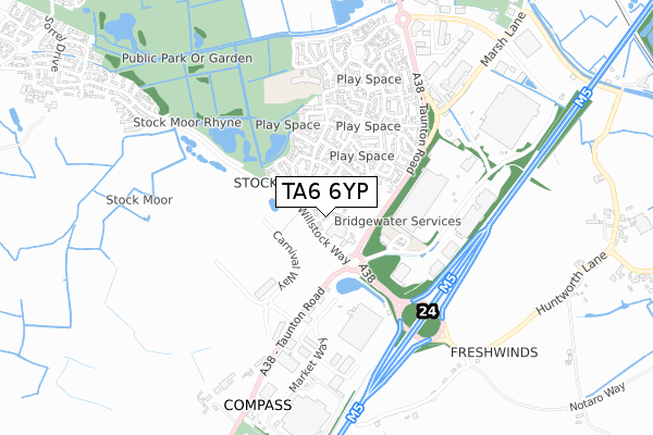 TA6 6YP map - small scale - OS Open Zoomstack (Ordnance Survey)