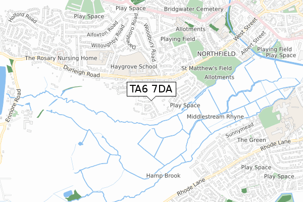 TA6 7DA map - small scale - OS Open Zoomstack (Ordnance Survey) TA6 7DA map - small scale - OS Open Zoomstack (Ordnance Survey)