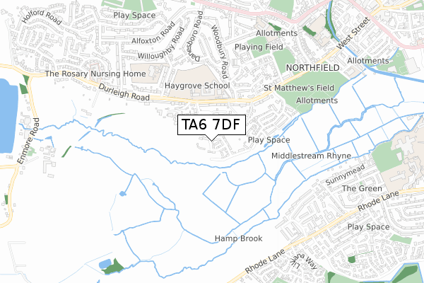 TA6 7DF map - small scale - OS Open Zoomstack (Ordnance Survey)
