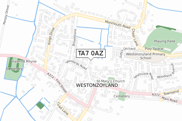 TA7 0AZ map - large scale - OS Open Zoomstack (Ordnance Survey)