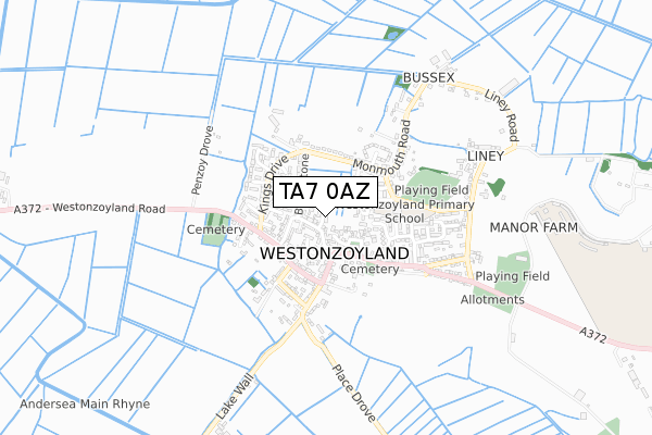 TA7 0AZ map - small scale - OS Open Zoomstack (Ordnance Survey)