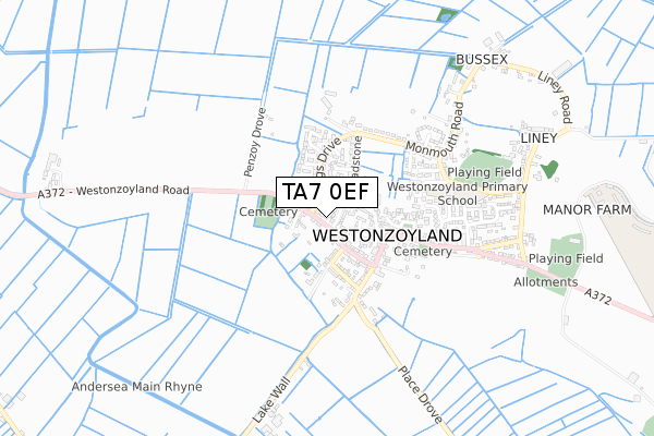 TA7 0EF map - small scale - OS Open Zoomstack (Ordnance Survey)