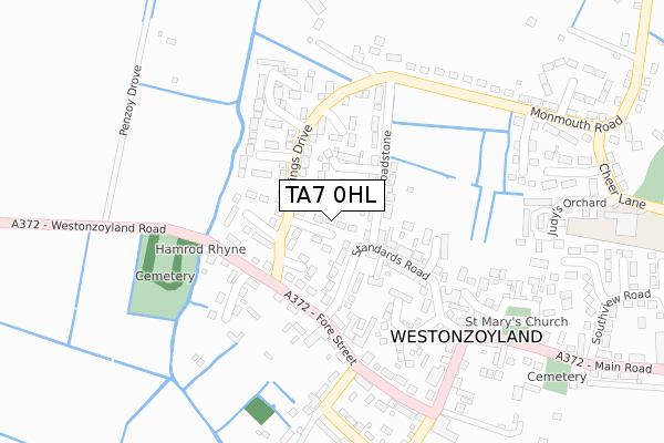 TA7 0HL map - large scale - OS Open Zoomstack (Ordnance Survey)