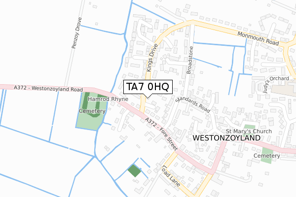 TA7 0HQ map - large scale - OS Open Zoomstack (Ordnance Survey)