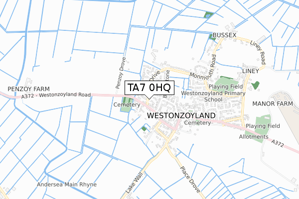 TA7 0HQ map - small scale - OS Open Zoomstack (Ordnance Survey)