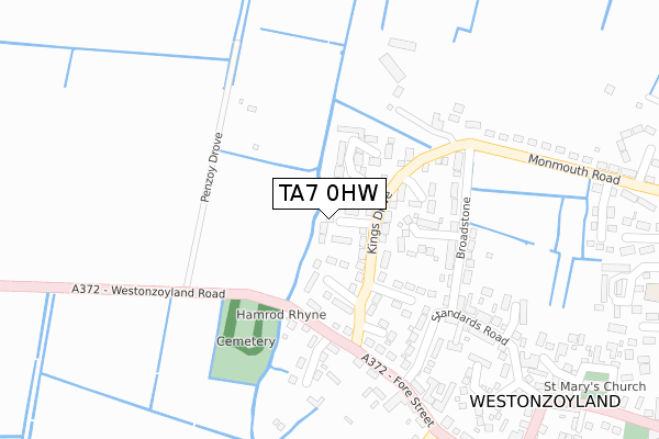 TA7 0HW map - large scale - OS Open Zoomstack (Ordnance Survey)