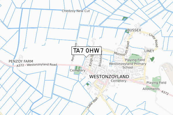 TA7 0HW map - small scale - OS Open Zoomstack (Ordnance Survey)