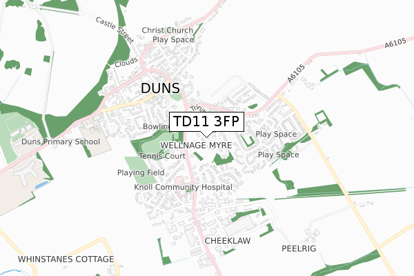 TD11 3FP map - small scale - OS Open Zoomstack (Ordnance Survey)