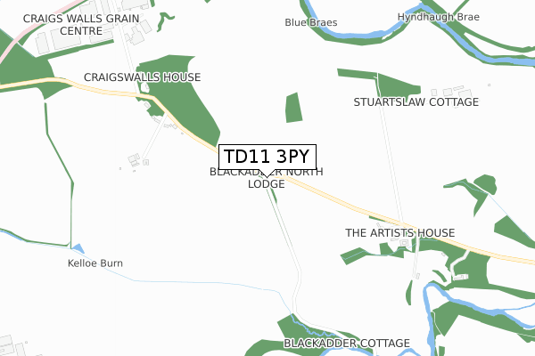TD11 3PY map - small scale - OS Open Zoomstack (Ordnance Survey)