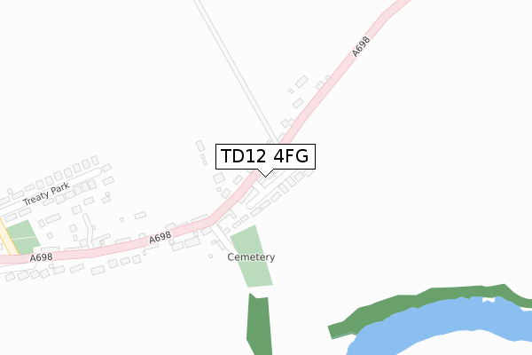 TD12 4FG map - large scale - OS Open Zoomstack (Ordnance Survey)