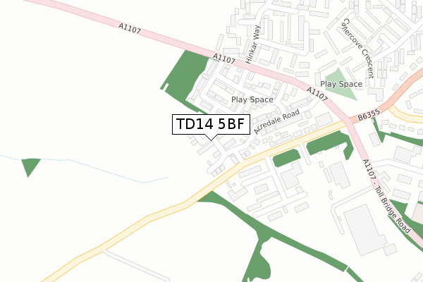 TD14 5BF map - large scale - OS Open Zoomstack (Ordnance Survey)