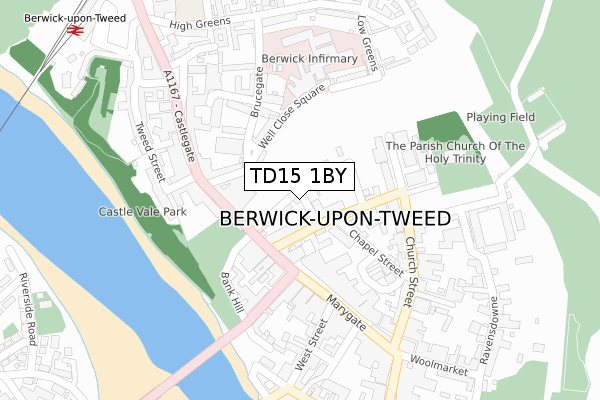 TD15 1BY map - large scale - OS Open Zoomstack (Ordnance Survey)