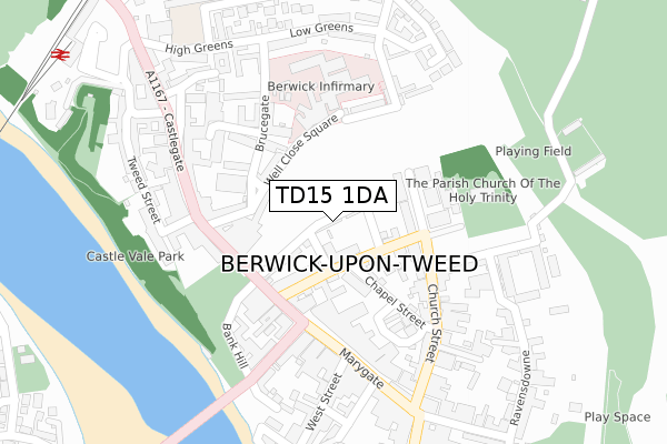 TD15 1DA map - large scale - OS Open Zoomstack (Ordnance Survey)