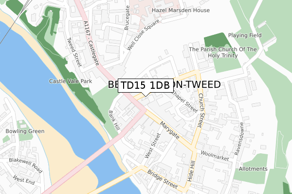 TD15 1DB map - large scale - OS Open Zoomstack (Ordnance Survey)