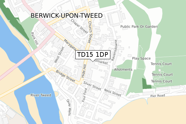 TD15 1DP map - large scale - OS Open Zoomstack (Ordnance Survey)