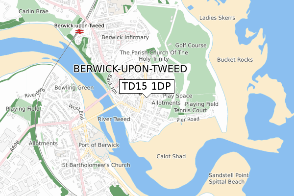 TD15 1DP map - small scale - OS Open Zoomstack (Ordnance Survey)