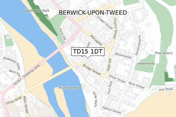 TD15 1DT map - large scale - OS Open Zoomstack (Ordnance Survey)