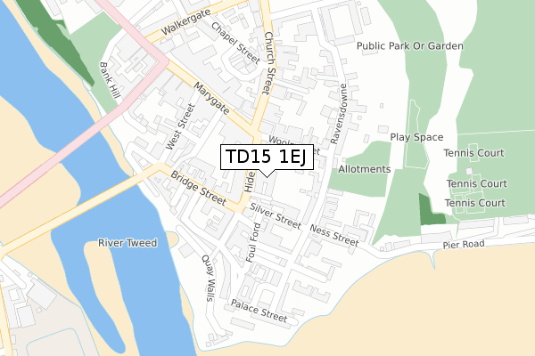 TD15 1EJ map - large scale - OS Open Zoomstack (Ordnance Survey)