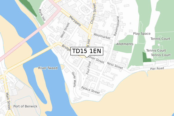 TD15 1EN map - large scale - OS Open Zoomstack (Ordnance Survey)