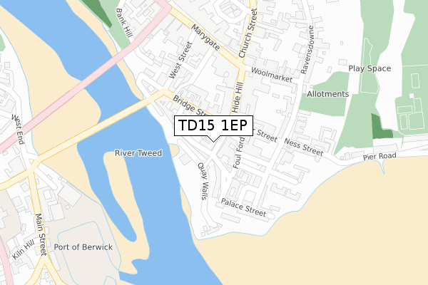 TD15 1EP map - large scale - OS Open Zoomstack (Ordnance Survey)
