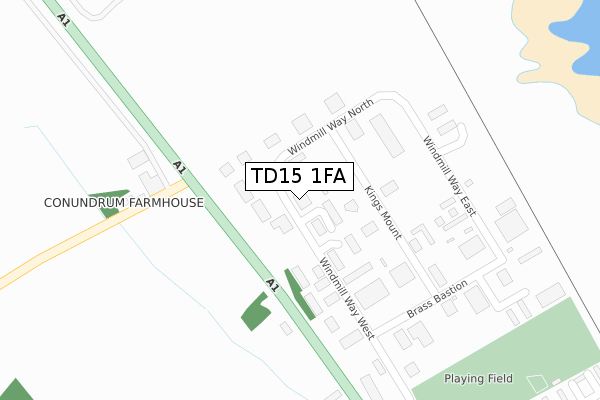 TD15 1FA map - large scale - OS Open Zoomstack (Ordnance Survey)