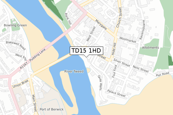 TD15 1HD map - large scale - OS Open Zoomstack (Ordnance Survey)