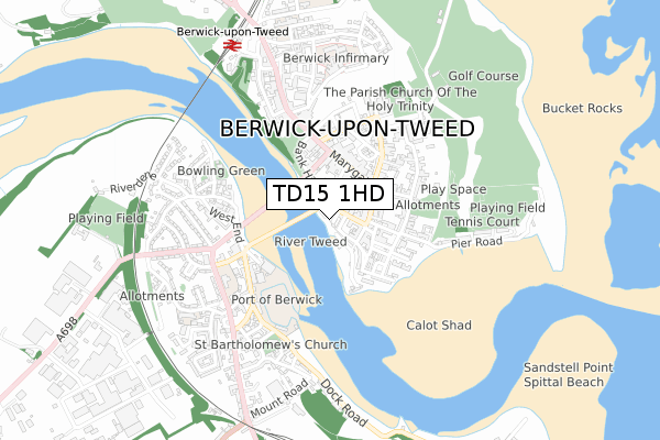 TD15 1HD map - small scale - OS Open Zoomstack (Ordnance Survey)