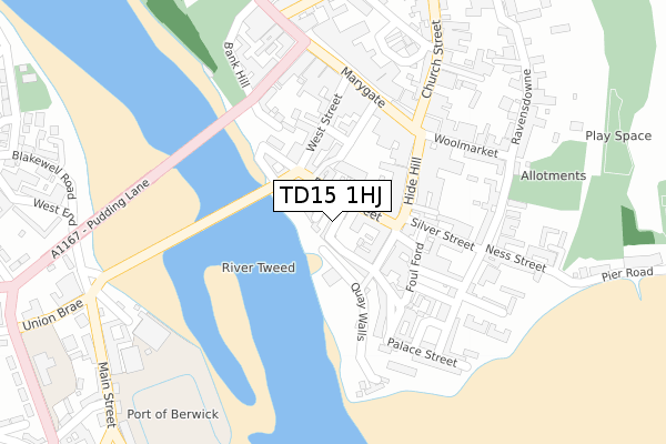 TD15 1HJ map - large scale - OS Open Zoomstack (Ordnance Survey)