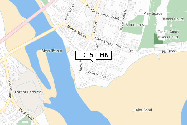 TD15 1HN map - large scale - OS Open Zoomstack (Ordnance Survey)