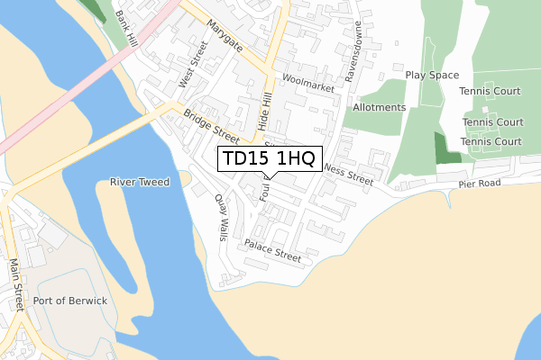 TD15 1HQ map - large scale - OS Open Zoomstack (Ordnance Survey)