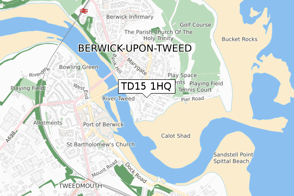 TD15 1HQ map - small scale - OS Open Zoomstack (Ordnance Survey)