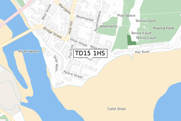TD15 1HS map - large scale - OS Open Zoomstack (Ordnance Survey)