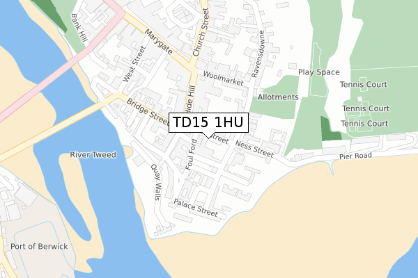 TD15 1HU map - large scale - OS Open Zoomstack (Ordnance Survey)