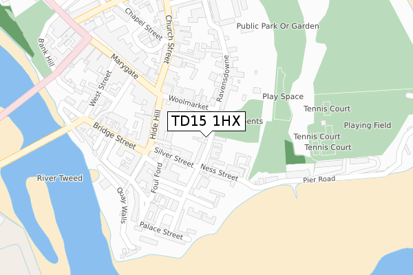 TD15 1HX map - large scale - OS Open Zoomstack (Ordnance Survey)