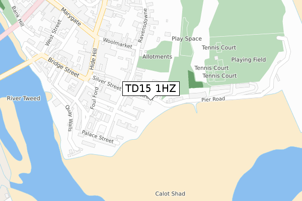 TD15 1HZ map - large scale - OS Open Zoomstack (Ordnance Survey)