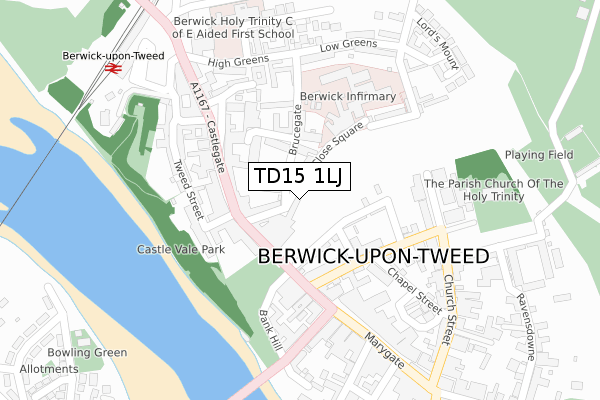 TD15 1LJ map - large scale - OS Open Zoomstack (Ordnance Survey)