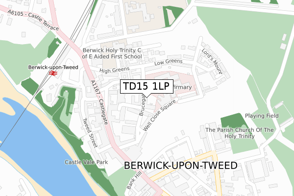 TD15 1LP map - large scale - OS Open Zoomstack (Ordnance Survey)