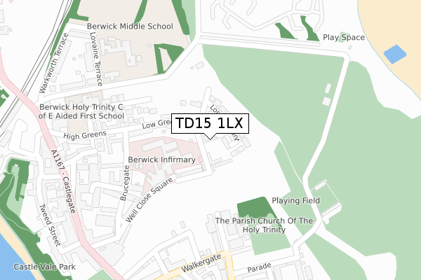 TD15 1LX map - large scale - OS Open Zoomstack (Ordnance Survey)