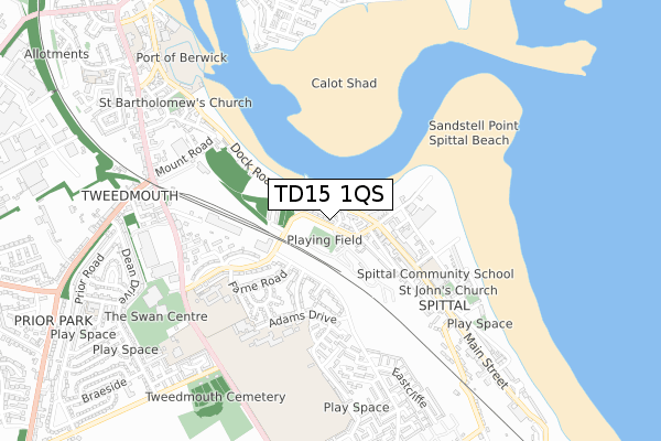 TD15 1QS map - small scale - OS Open Zoomstack (Ordnance Survey)