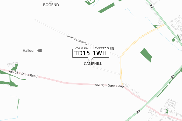 TD15 1WH map - small scale - OS Open Zoomstack (Ordnance Survey)