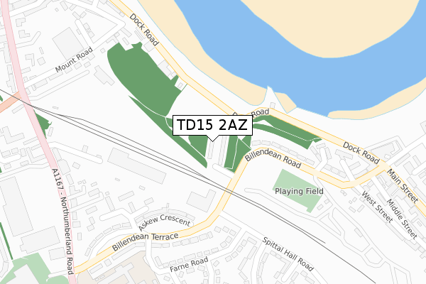 TD15 2AZ map - large scale - OS Open Zoomstack (Ordnance Survey)