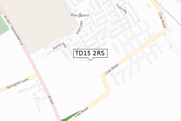 TD15 2RS map - large scale - OS Open Zoomstack (Ordnance Survey)