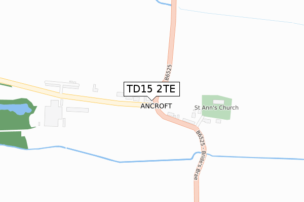 TD15 2TE map - large scale - OS Open Zoomstack (Ordnance Survey)